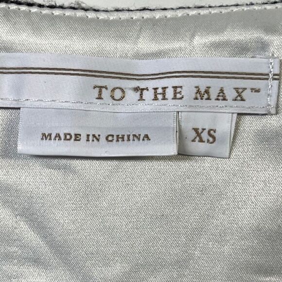 To The Max Womens Tunic‎ Blouse Ivory Chiffon Embossed Sleeveless Tweed Upper XS - Picture 8 of 9